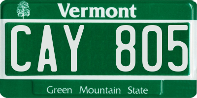 VT license plate CAY805