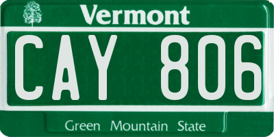 VT license plate CAY806