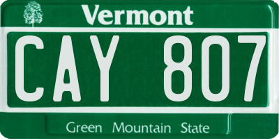 VT license plate CAY807