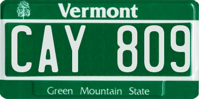 VT license plate CAY809