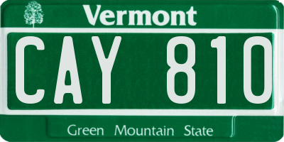 VT license plate CAY810