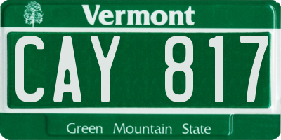 VT license plate CAY817