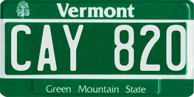 VT license plate CAY820
