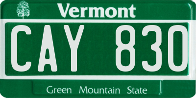 VT license plate CAY830