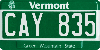 VT license plate CAY835