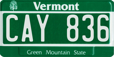 VT license plate CAY836