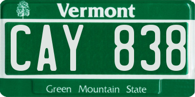 VT license plate CAY838