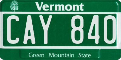 VT license plate CAY840