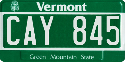 VT license plate CAY845