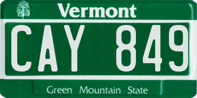 VT license plate CAY849