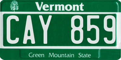 VT license plate CAY859