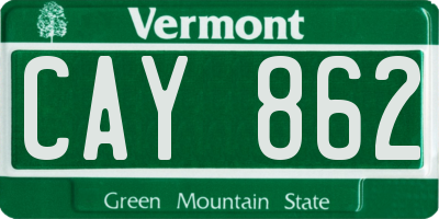 VT license plate CAY862