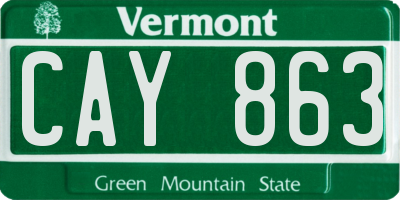 VT license plate CAY863