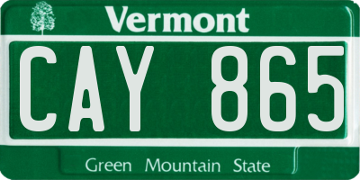 VT license plate CAY865