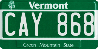 VT license plate CAY868