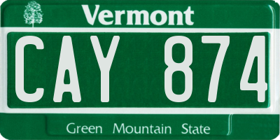 VT license plate CAY874