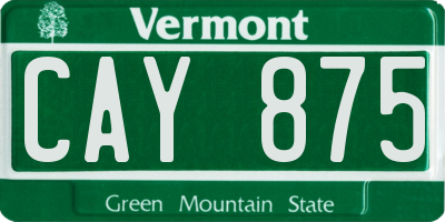 VT license plate CAY875