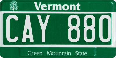 VT license plate CAY880