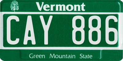 VT license plate CAY886