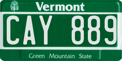 VT license plate CAY889