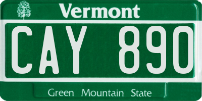 VT license plate CAY890