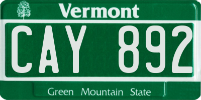 VT license plate CAY892