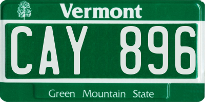VT license plate CAY896