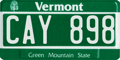 VT license plate CAY898