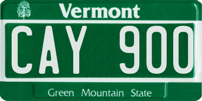 VT license plate CAY900