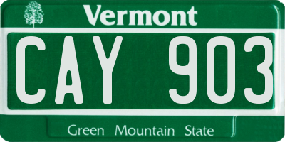VT license plate CAY903