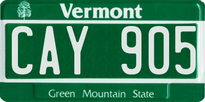 VT license plate CAY905