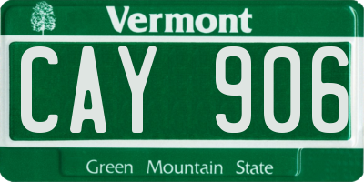 VT license plate CAY906