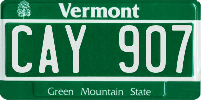 VT license plate CAY907