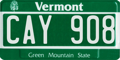 VT license plate CAY908