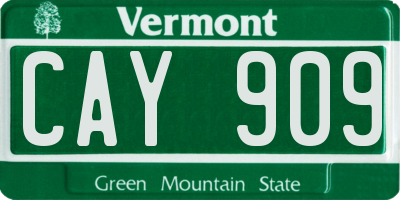 VT license plate CAY909