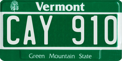 VT license plate CAY910