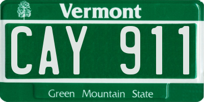 VT license plate CAY911