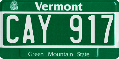 VT license plate CAY917