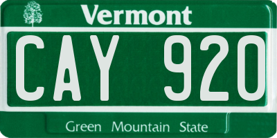 VT license plate CAY920