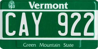 VT license plate CAY922