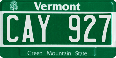 VT license plate CAY927