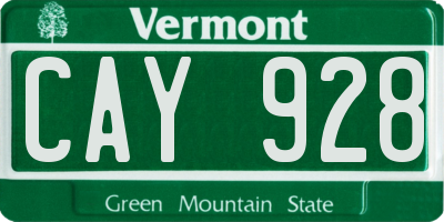 VT license plate CAY928