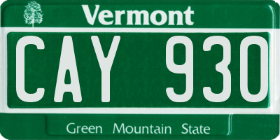 VT license plate CAY930
