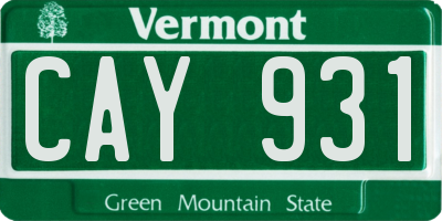 VT license plate CAY931