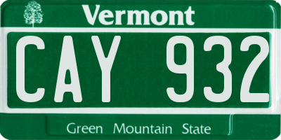 VT license plate CAY932