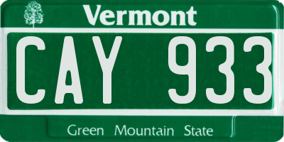 VT license plate CAY933