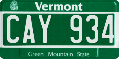 VT license plate CAY934