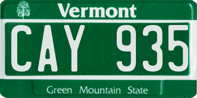 VT license plate CAY935