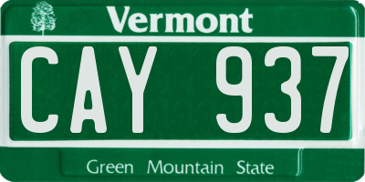 VT license plate CAY937