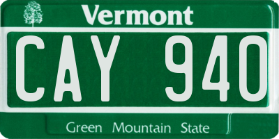 VT license plate CAY940